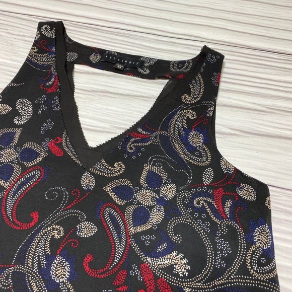Sanctuary Double Layer V Neck Tank Black Paisley - Picture 8 of 12